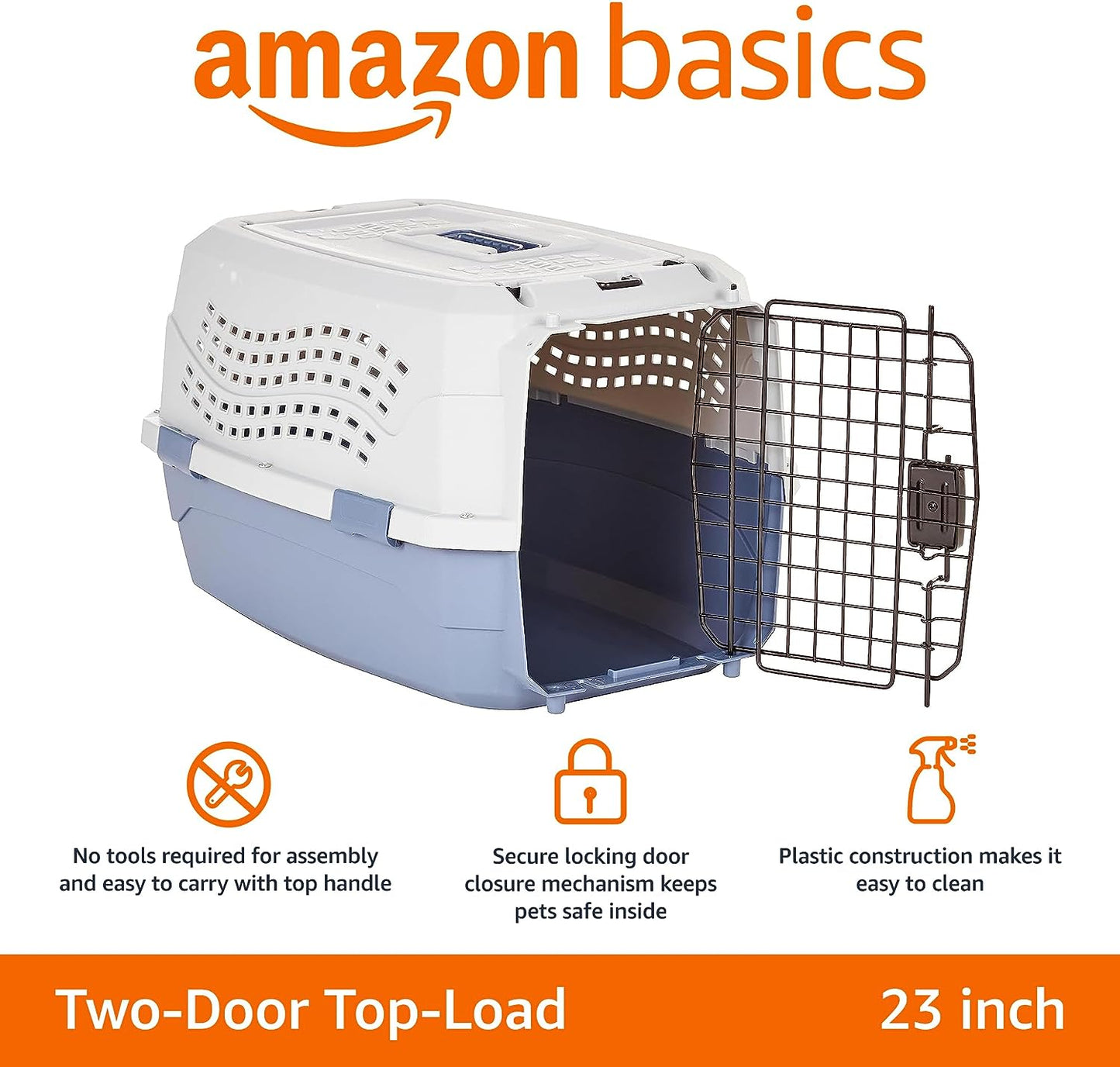 2-Door Top-Load Hard-Sided Dogs, Cats Pet Travel Carrier