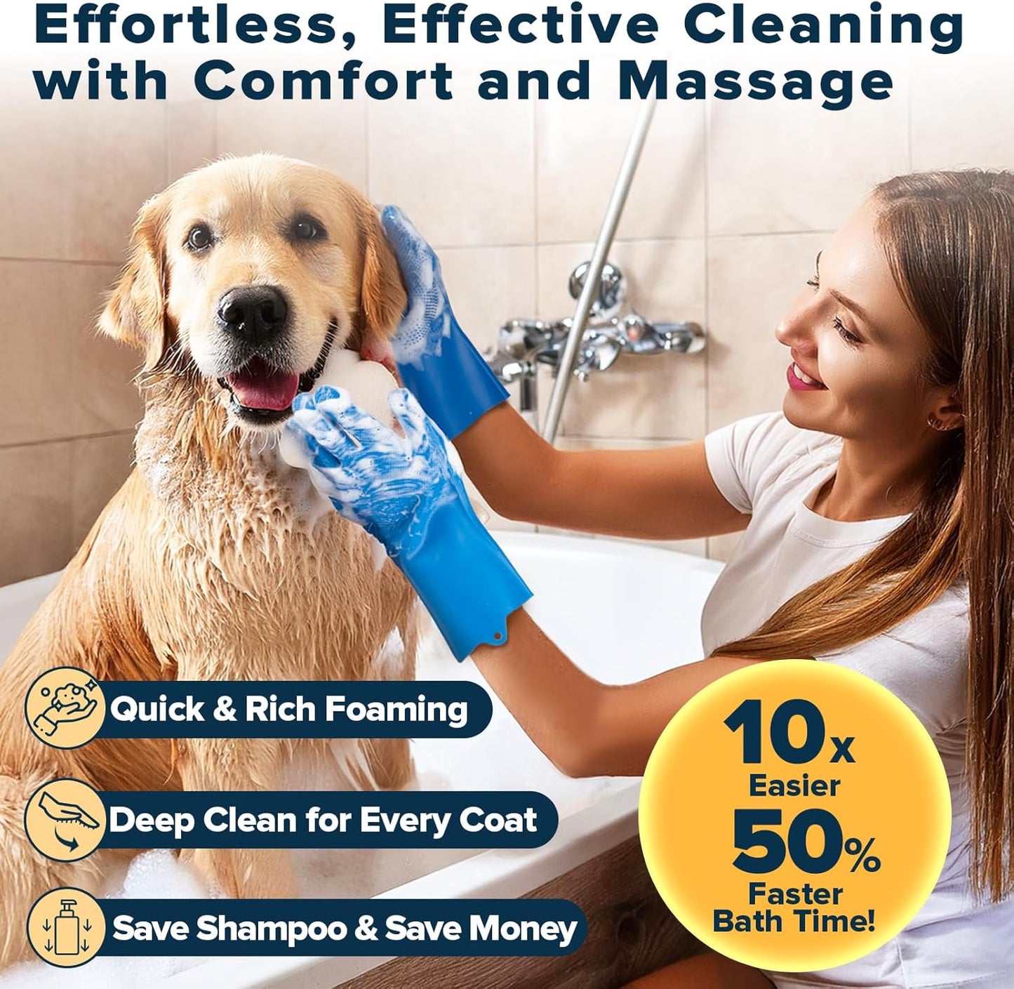 6PCS Pet Grooming Kit for Dogs,Cats | Dog Washing Gloves | Dog Bath Gloves