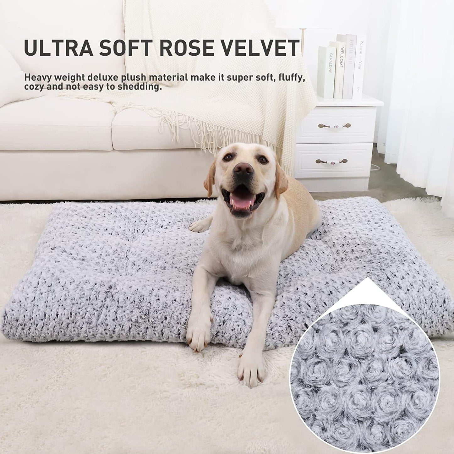Washable Dog Bed Deluxe Plush Dog Crate Beds