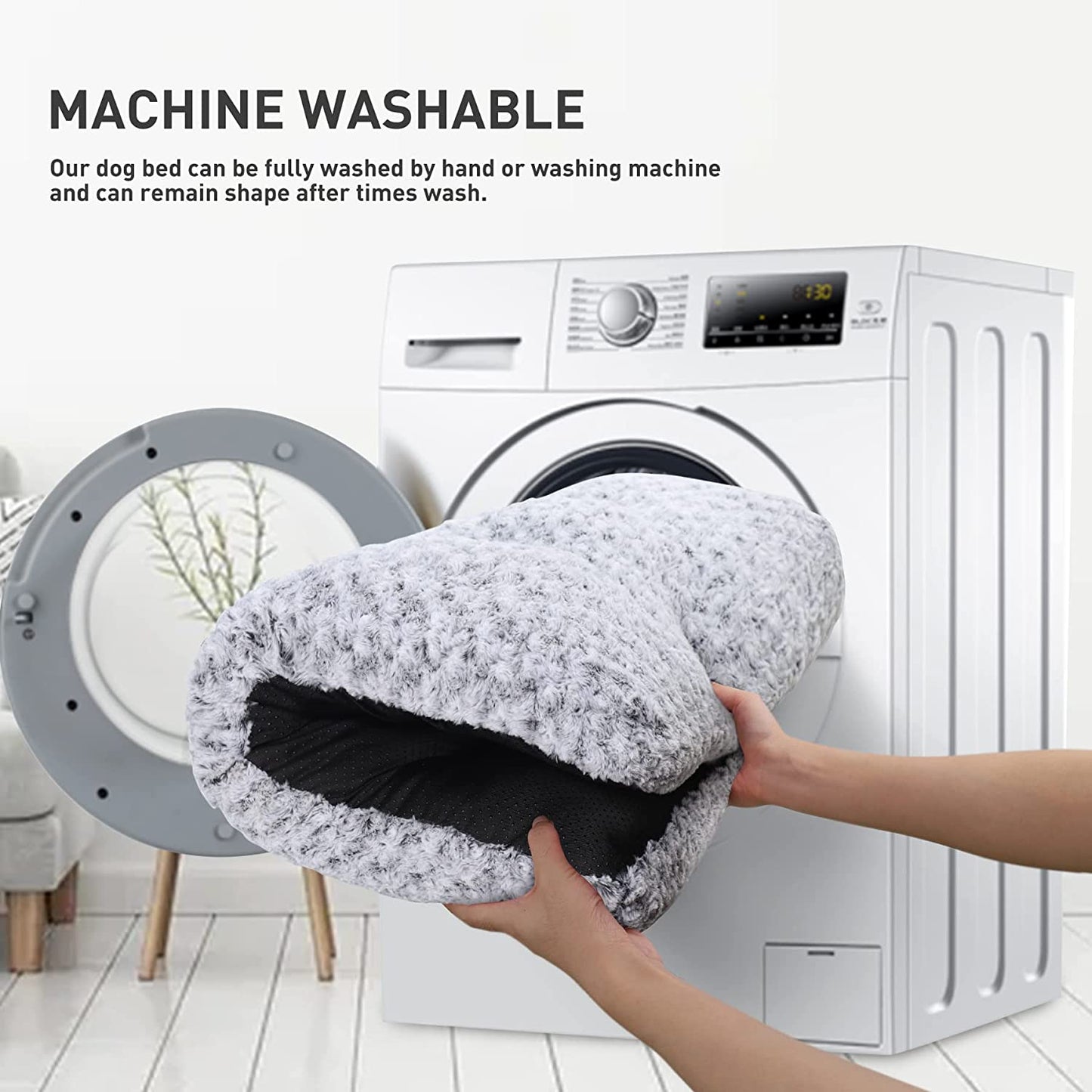 Washable Dog Bed Deluxe Plush Dog Crate Beds
