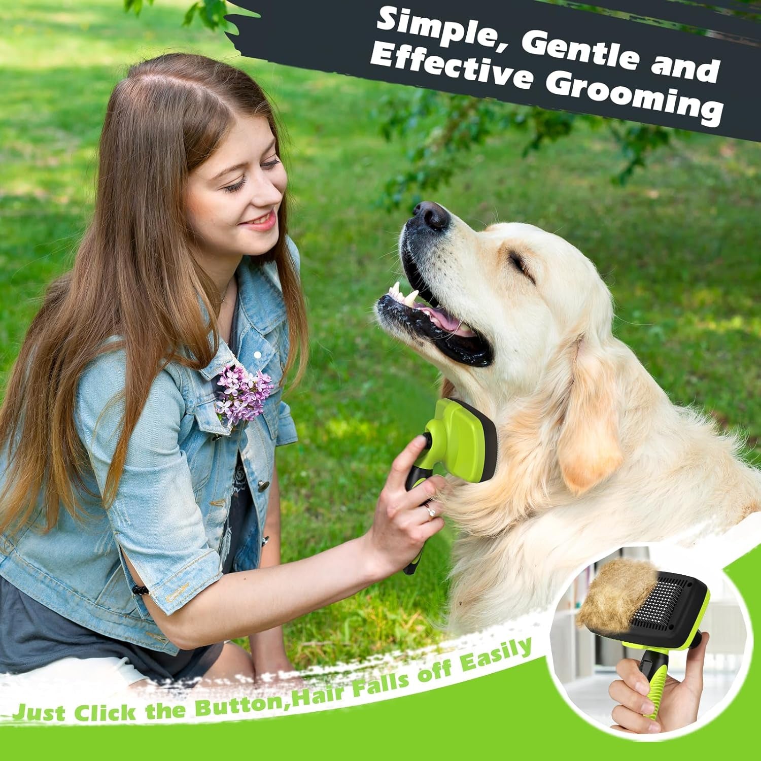 3PCS Self Cleaning Slicker Brush & Pet Grooming Rake & Bath Brush for Dogs 