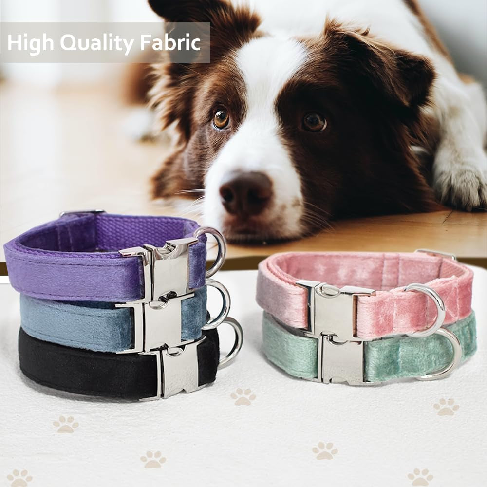 Velvet Dog Collar, Soft Dog Collar for Small Medium Large Dogs