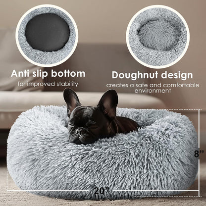 Dog & Cat Bed for Indoor Pets, Washable round Fluffy Pet Bed for Small Medium Dogs