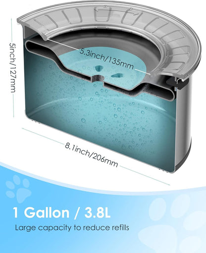 1 Gallon Large Dog Water Bowl No Spill,【Anti Digging Lid & Rubber Bottom】 Spill Proof Dog Bowl, anti Splash Mess Dripless Slow Drinking Stainless Steel Water for Sloppy Messy Drinkers Car
