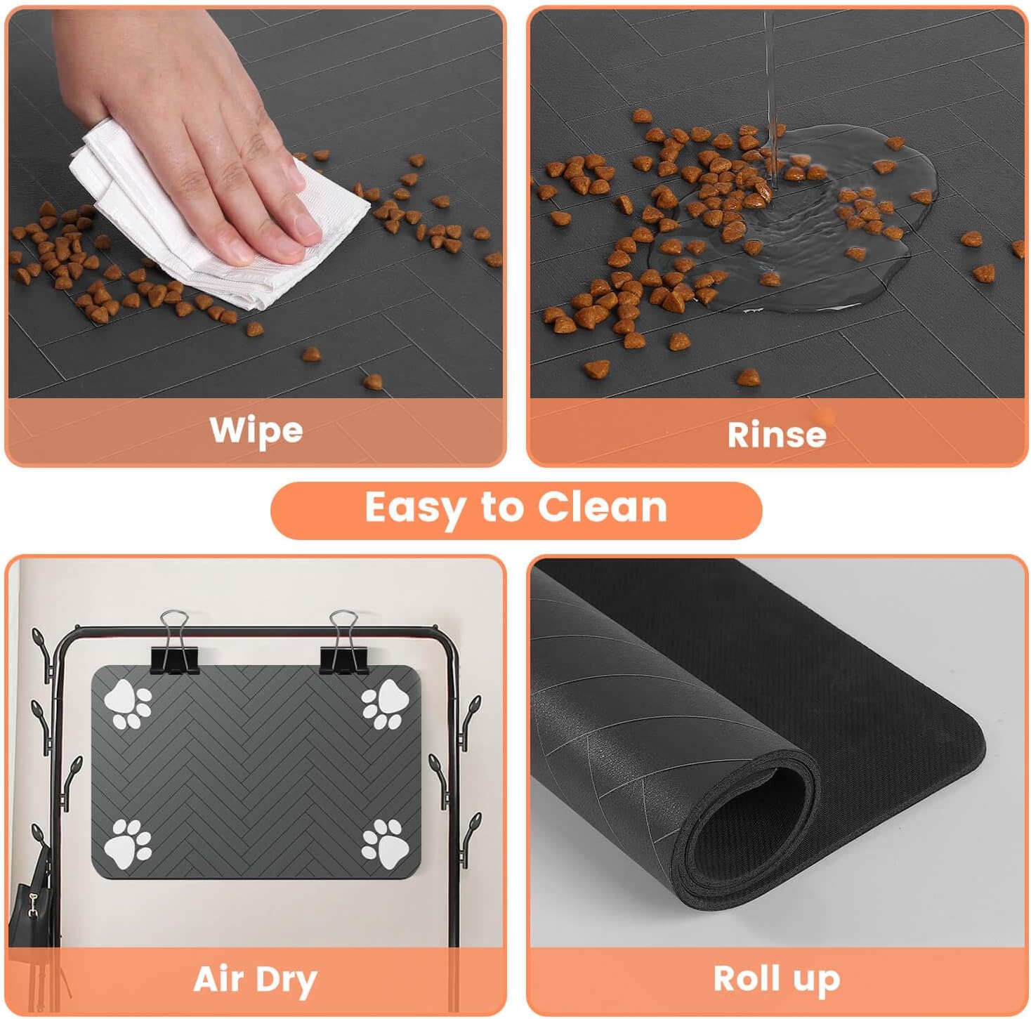 Pet Feeding Mat with Waterproof Rubber Backing, Quick Dry Water Dispenser Mat for Dog and Cat 