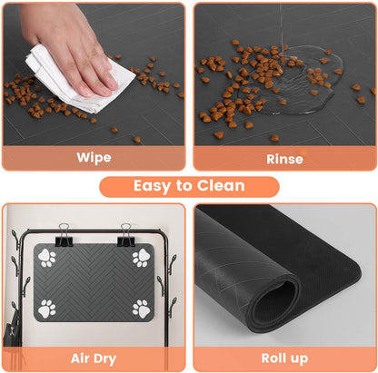 Pet Feeding Mat with Waterproof Rubber Backing, Quick Dry Water Dispenser Mat for Dog and Cat 