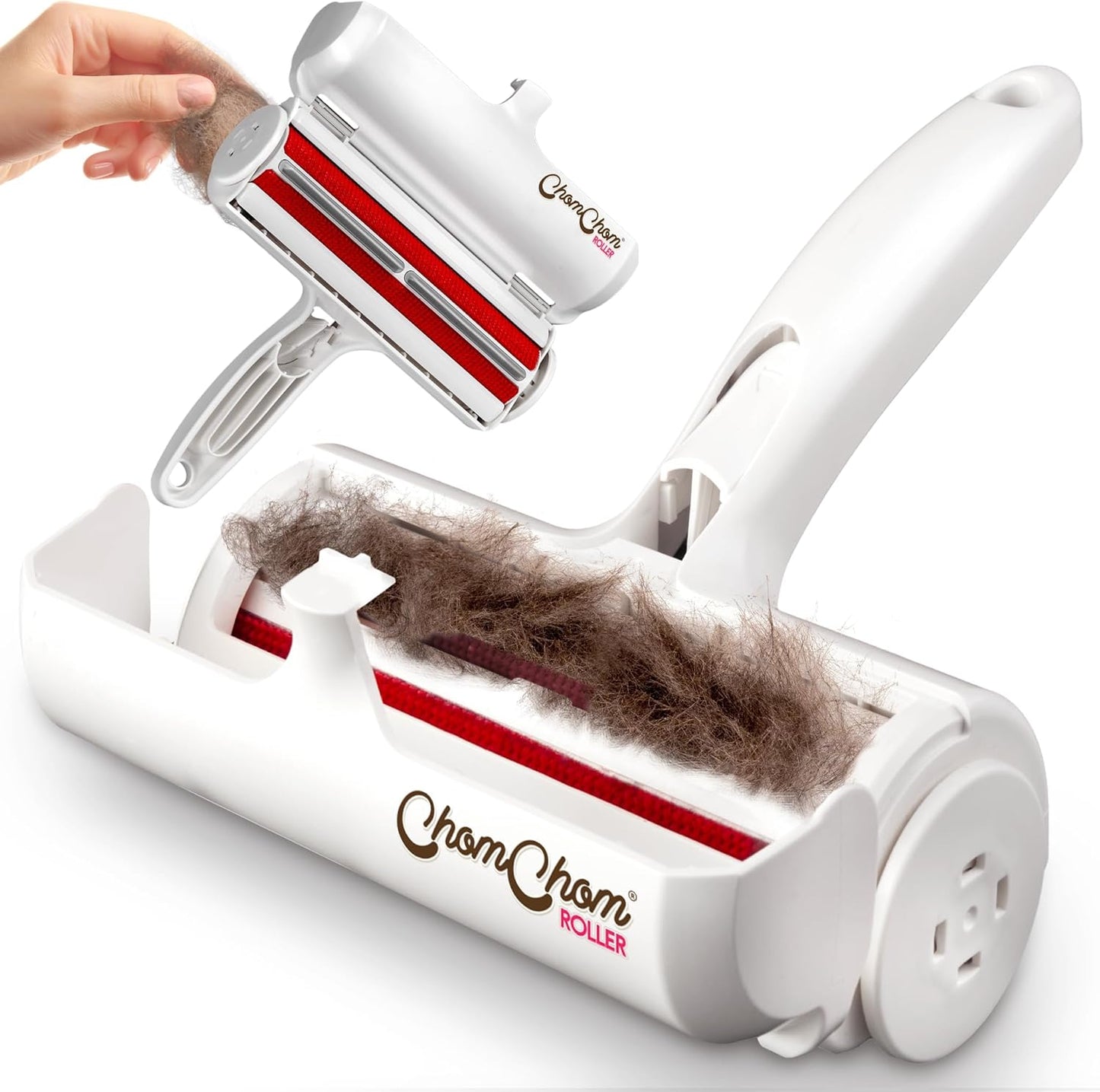 Pet Hair Remover and Reusable Lint Roller - Dog and Cat Hair Remover for Furniture, Couch, Carpet, Clothing and Bedding - Portable, Multi-Surface Fur Removal Tool (White)