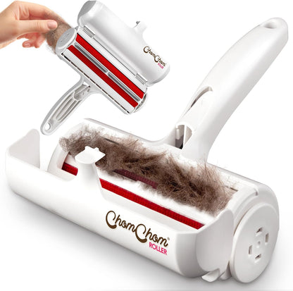 Pet Hair Remover and Reusable Lint Roller - Dog and Cat Hair Remover for Furniture, Couch, Carpet, Clothing and Bedding - Portable, Multi-Surface Fur Removal Tool (White)