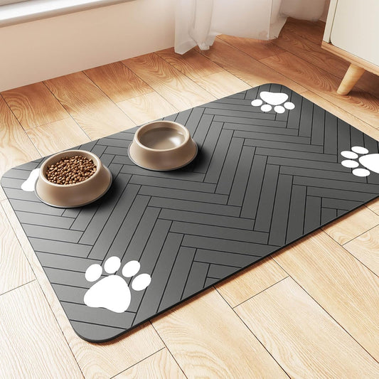 Pet Feeding Mat with Waterproof Rubber Backing, Quick Dry Water Dispenser Mat for Dog and Cat 