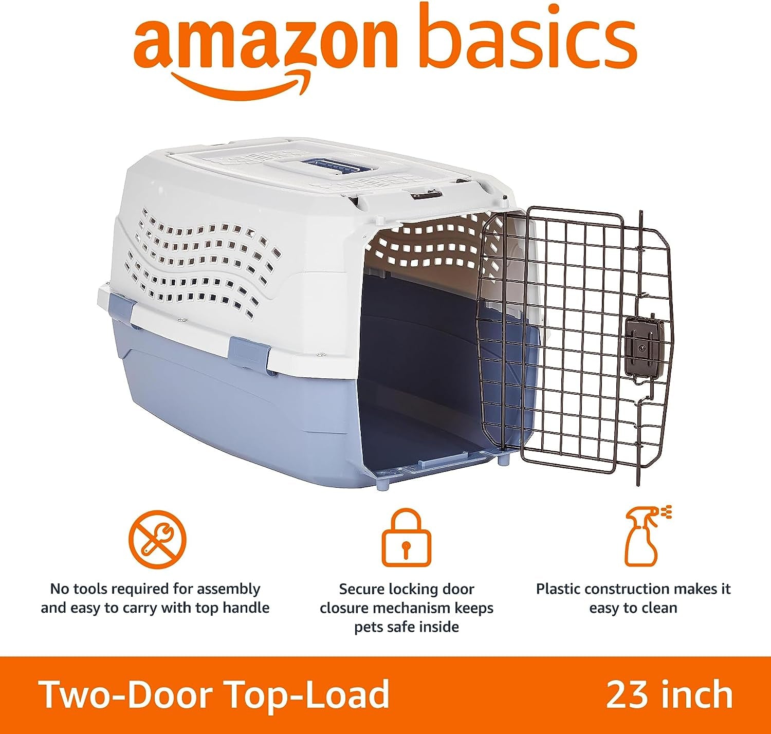2-Door Top-Load Hard-Sided Dogs, Cats Pet Travel Carrier