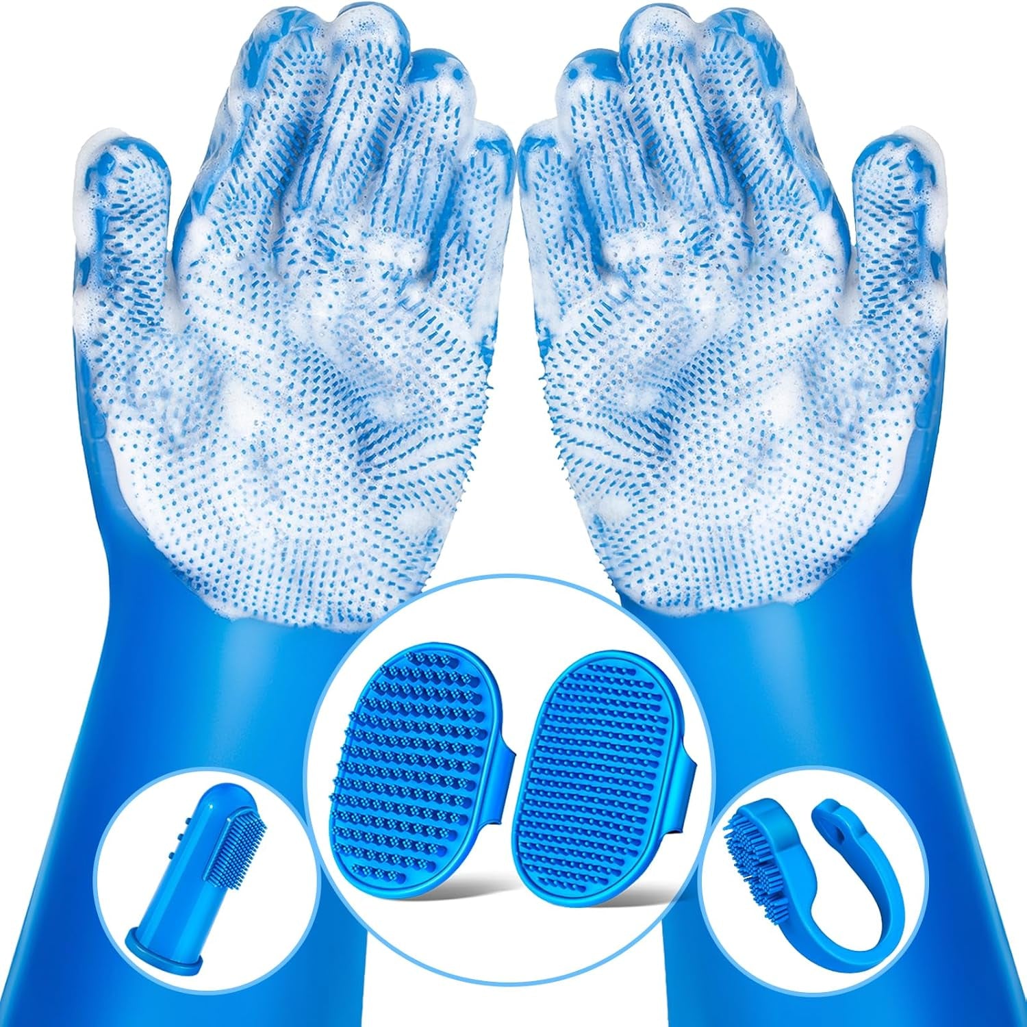6PCS Pet Grooming Kit for Dogs,Cats  | Dog Washing Gloves | Dog Bath Gloves
