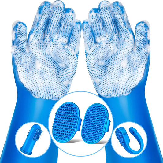 6PCS Pet Grooming Kit for Dogs,Cats  | Dog Washing Gloves | Dog Bath Gloves
