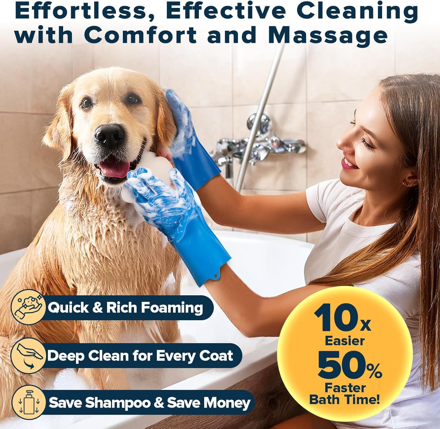6PCS Pet Grooming Kit for Dogs,Cats  | Dog Washing Gloves | Dog Bath Gloves
