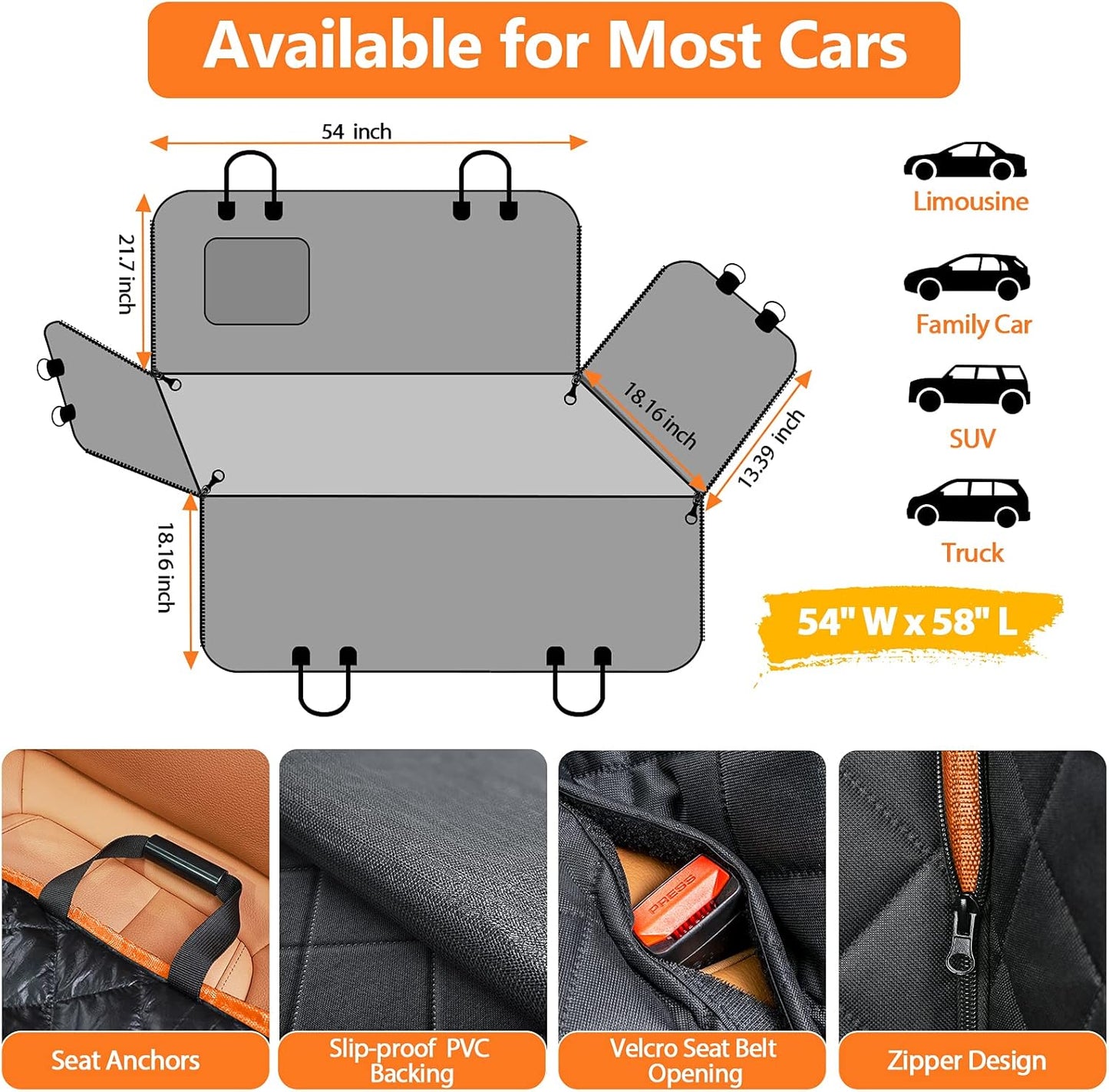 Dog Car Seat Cover for Pets 100% Waterproof  for Cars Trucks and Suvs