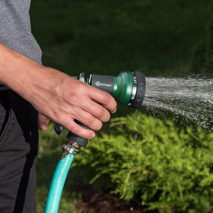 Garden-Hose-Nozzle with 7 Adjustable Watering Patterns,  Showering Pets & Outdoor Fun.