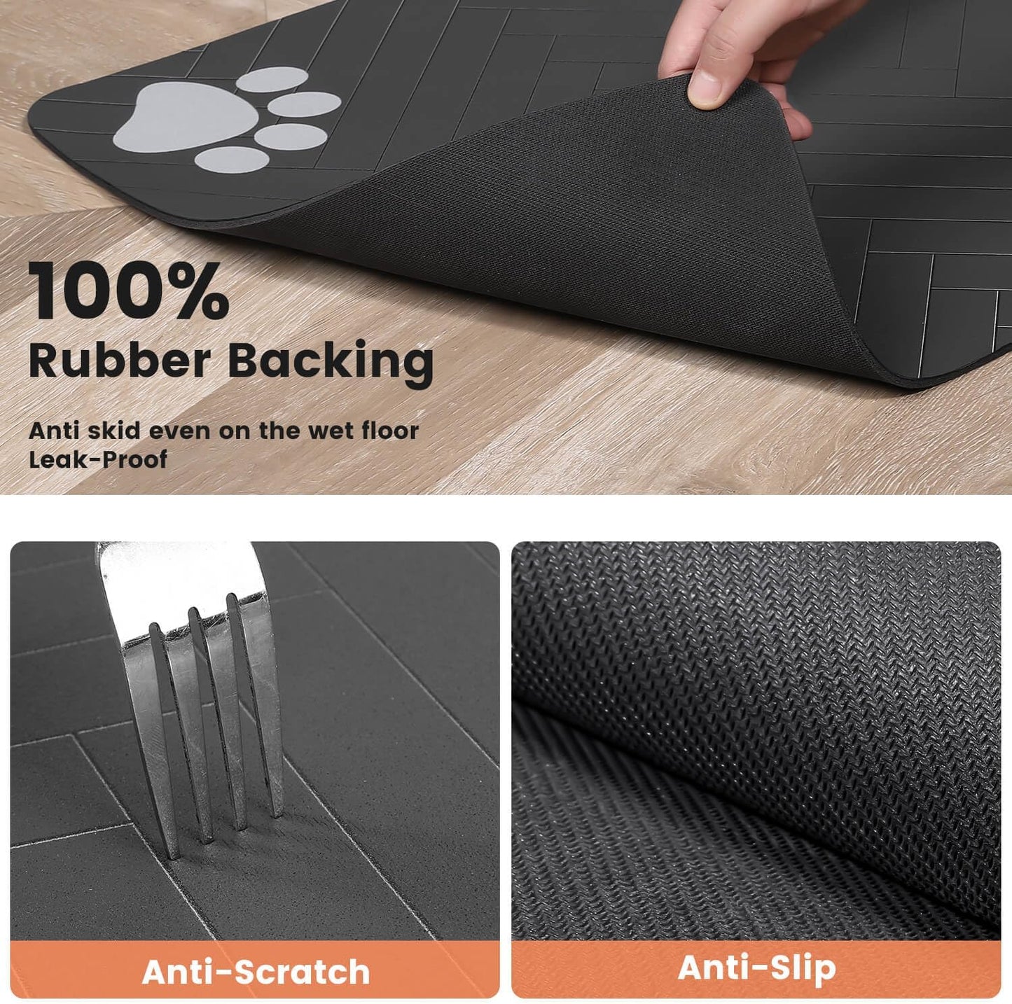 Pet Feeding Mat with Waterproof Rubber Backing, Quick Dry Water Dispenser Mat for Dog and Cat 
