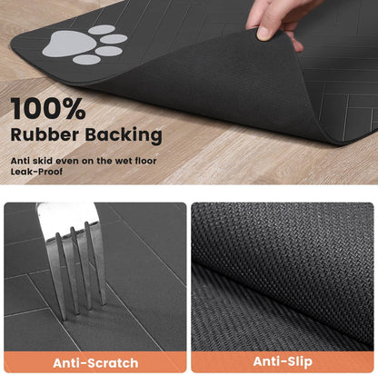 Pet Feeding Mat with Waterproof Rubber Backing, Quick Dry Water Dispenser Mat for Dog and Cat 