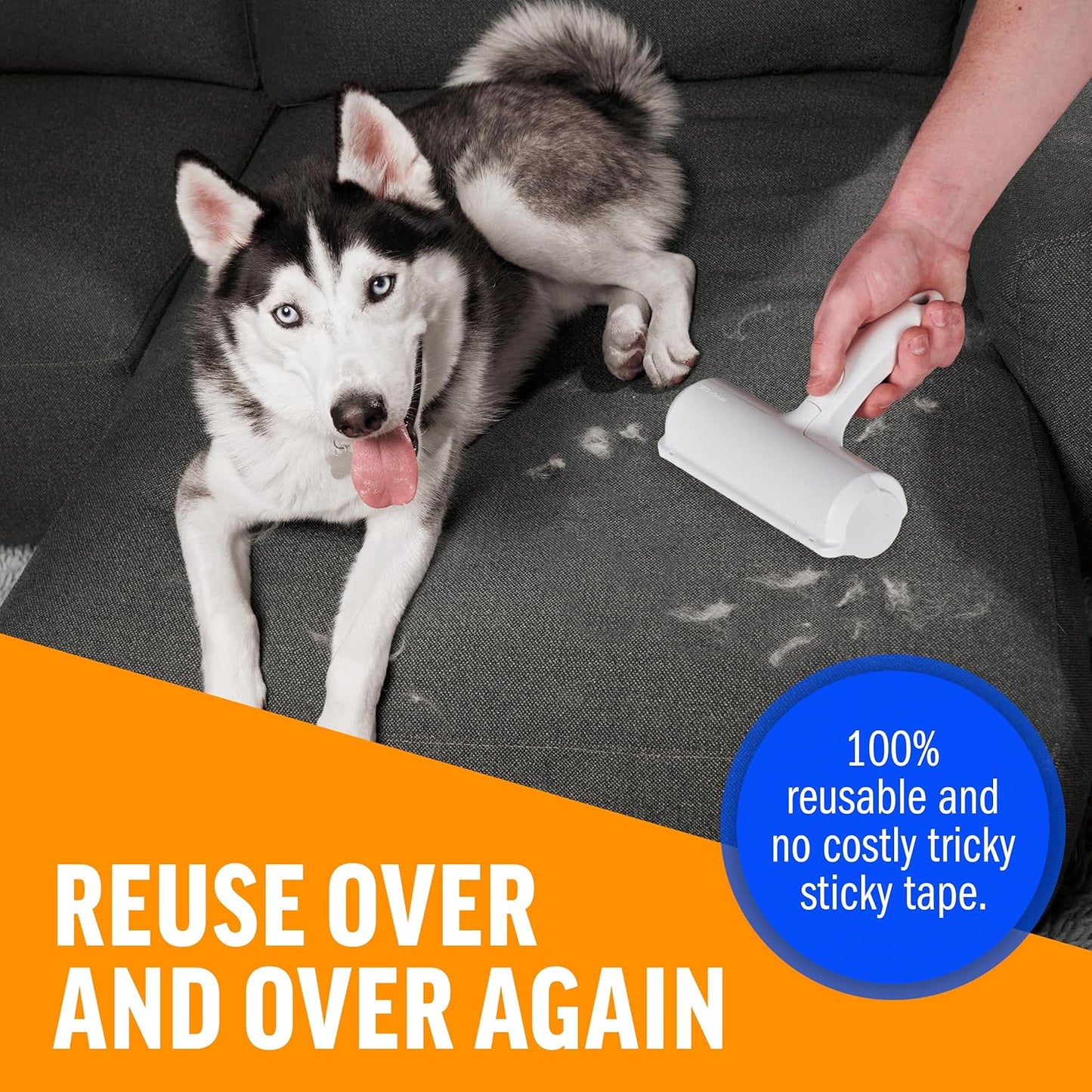 Pet Hair Remover and Reusable Lint Roller - Dog and Cat Hair Remover for Furniture, Couch, Carpet, Clothing and Bedding - Portable, Multi-Surface Fur Removal Tool (White)