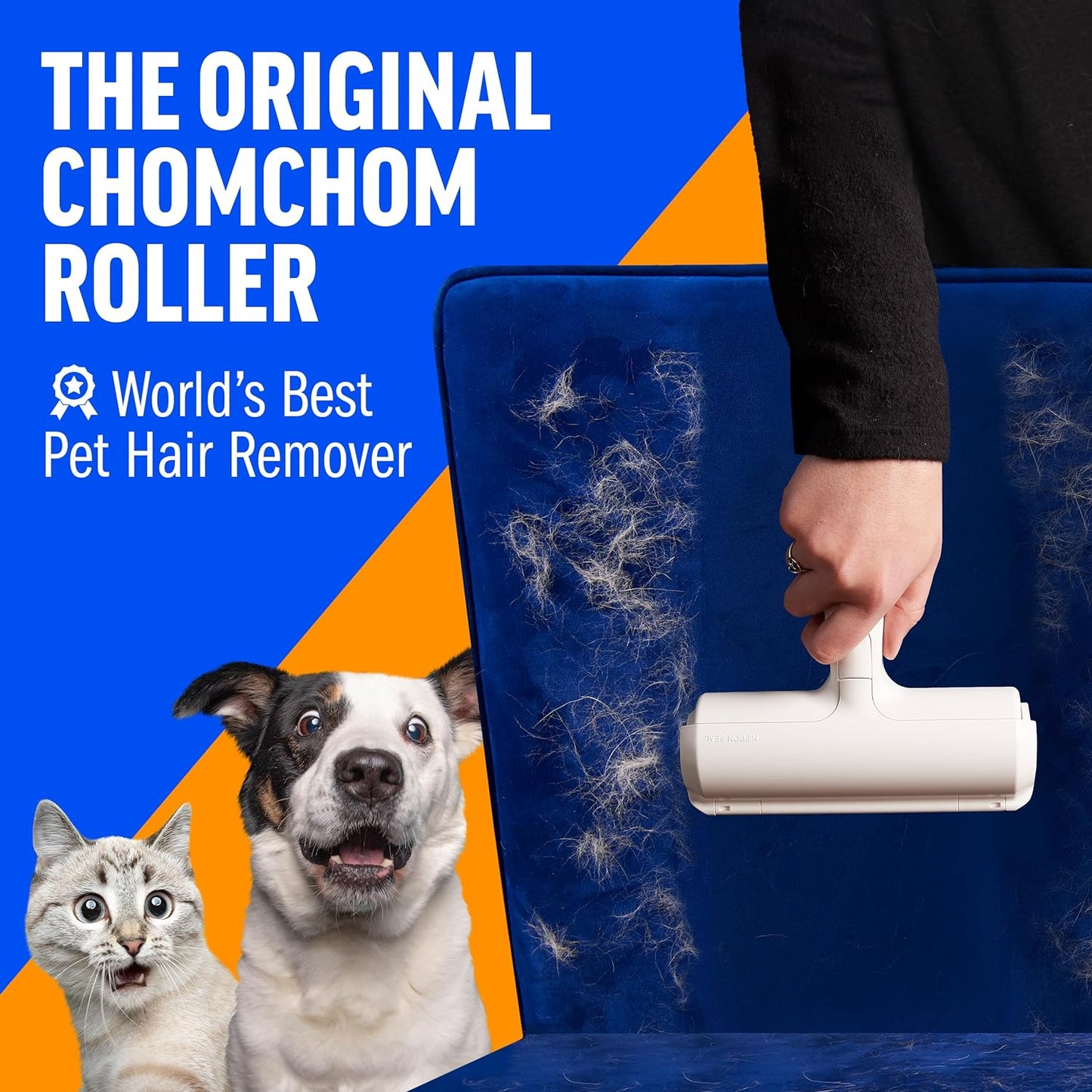 Pet Hair Remover and Reusable Lint Roller - Dog and Cat Hair Remover for Furniture, Couch, Carpet, Clothing and Bedding - Portable, Multi-Surface Fur Removal Tool (White)