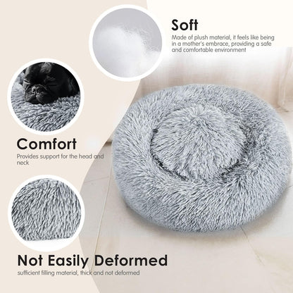 Dog & Cat Bed for Indoor Pets, Washable round Fluffy Pet Bed for Small Medium Dogs