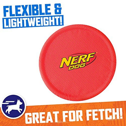 Nerf Dog Nylon Flyer Dog Toy, Frisbee, Lightweight, Durable and Water Resistant,