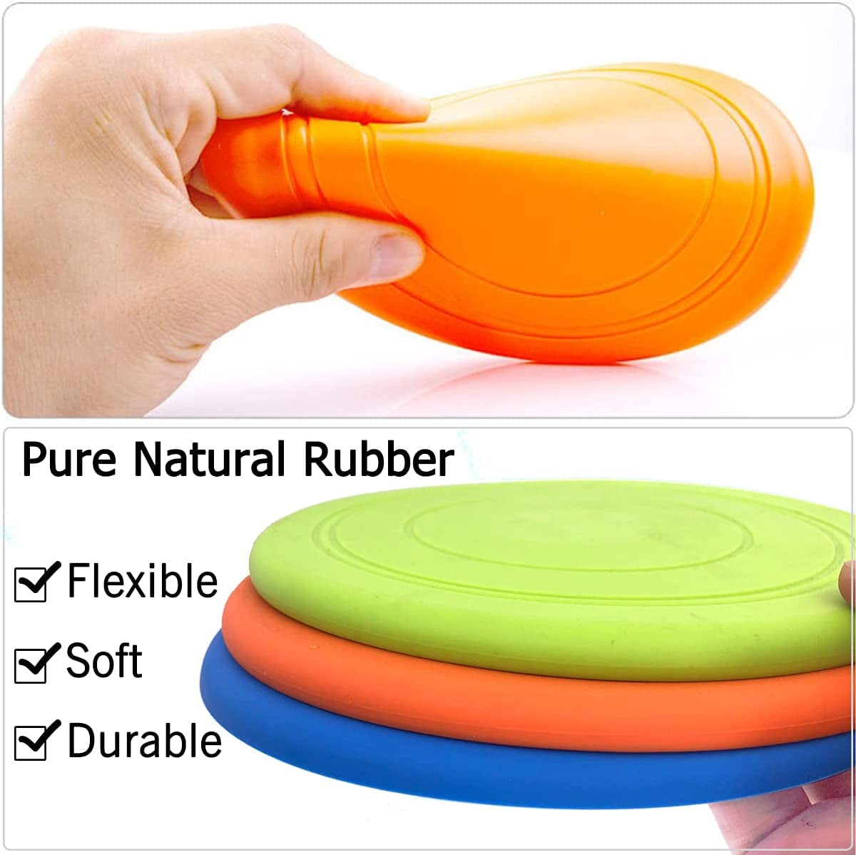 Dog Flying Disc, 3 Pack Dog Flyer Toys, Soft Rubber Interactive Lightweight Flying Disc Dog Toy for Small Large Dogs - Floats in Water & Safe on Teeth, 7 Inch.