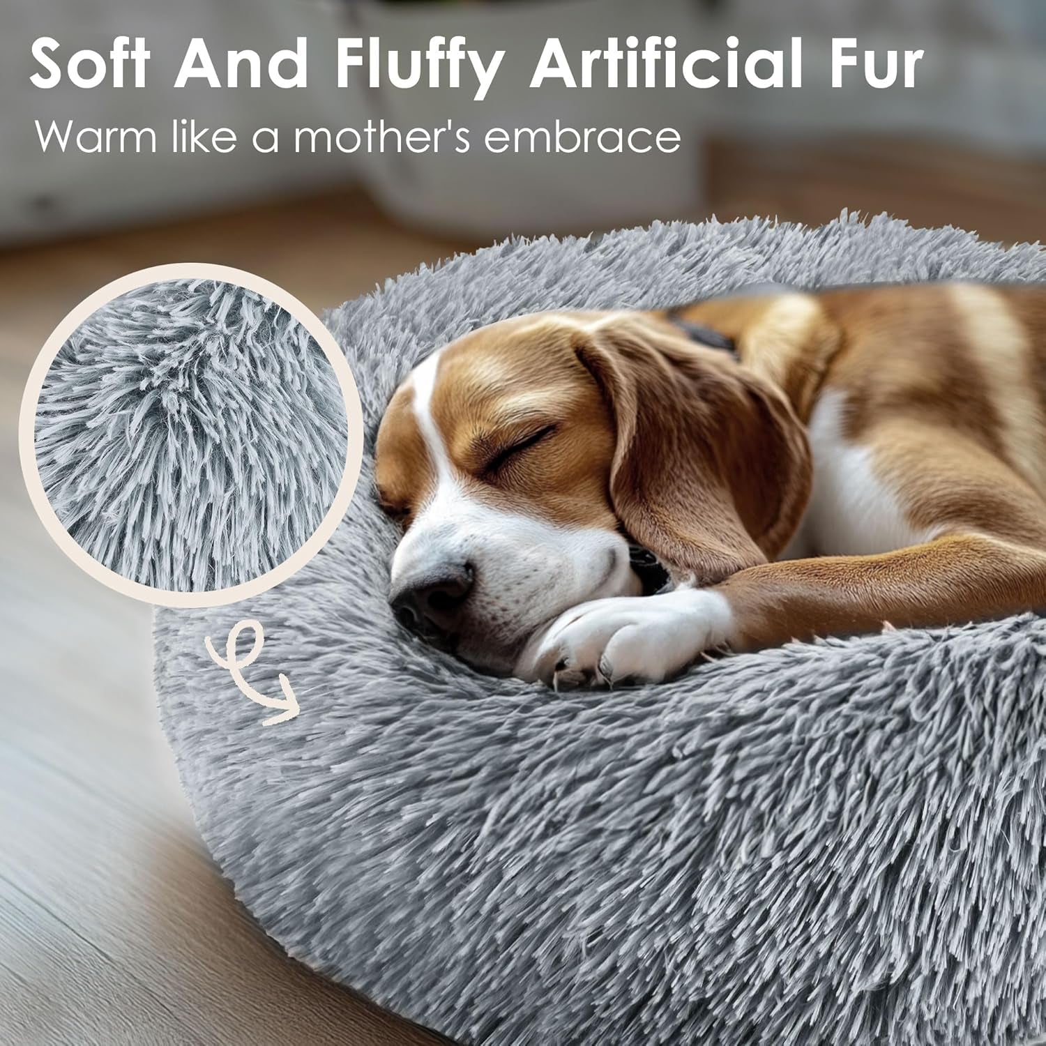 Dog & Cat Bed for Indoor Pets, Washable round Fluffy Pet Bed for Small Medium Dogs