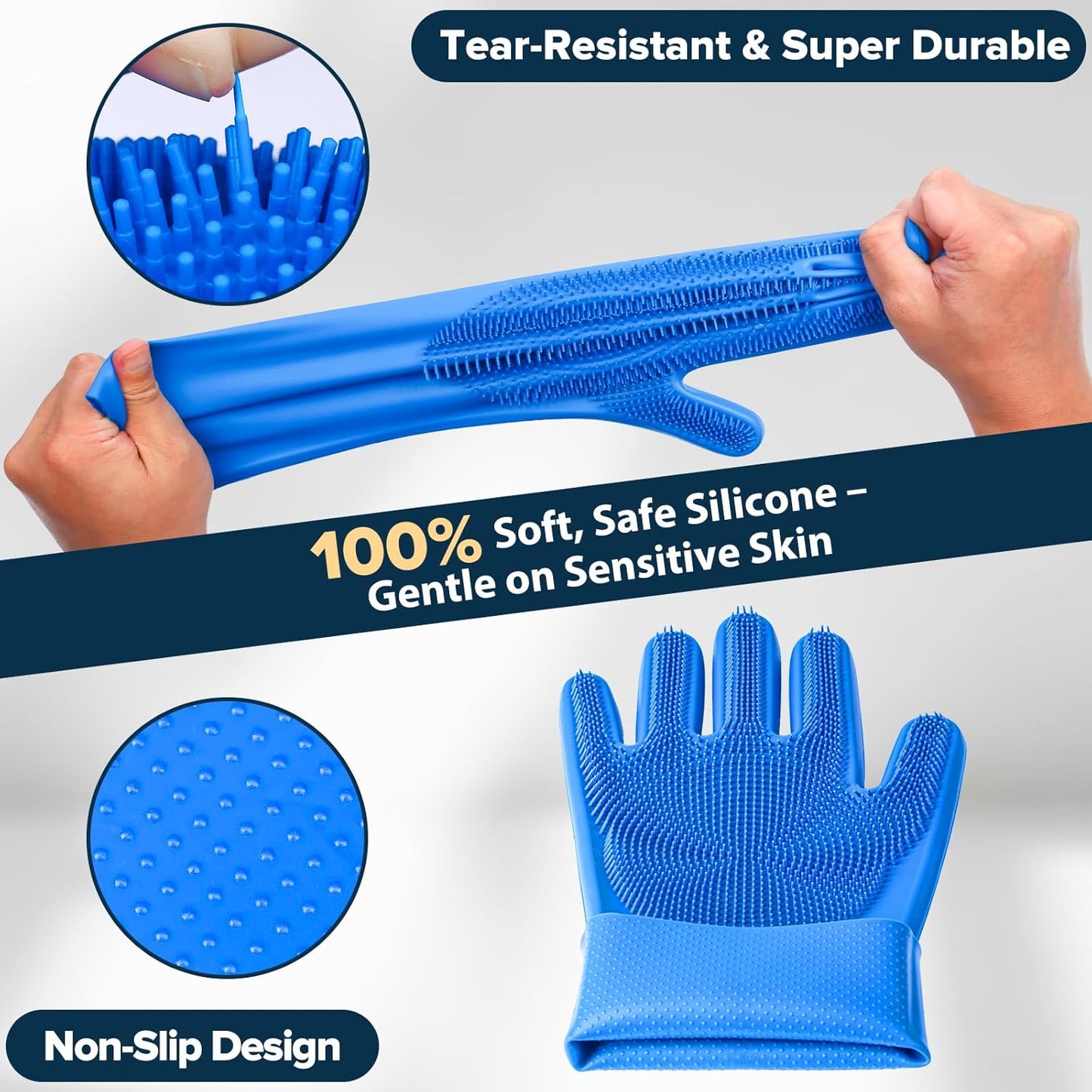 6PCS Pet Grooming Kit for Dogs,Cats  | Dog Washing Gloves | Dog Bath Gloves