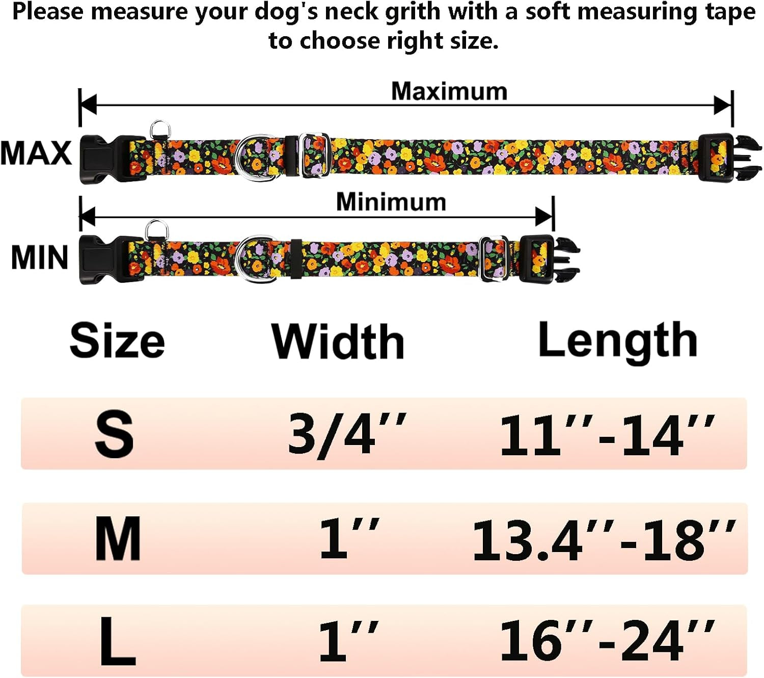 Martingale Collar for Dogs with Buckle Adjustable Nylon Limited Slip Training Dog Collars
