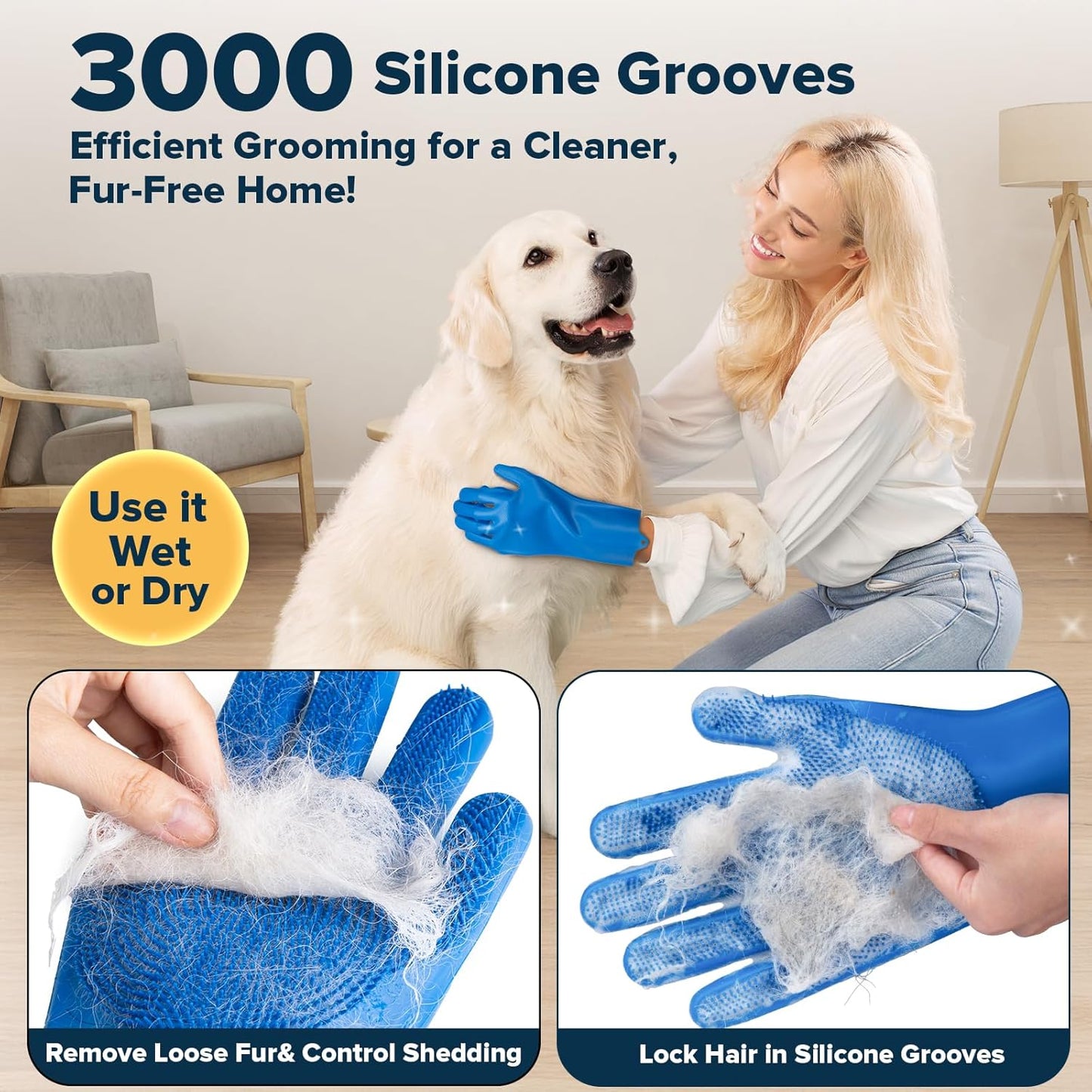 6PCS Pet Grooming Kit for Dogs,Cats  | Dog Washing Gloves | Dog Bath Gloves