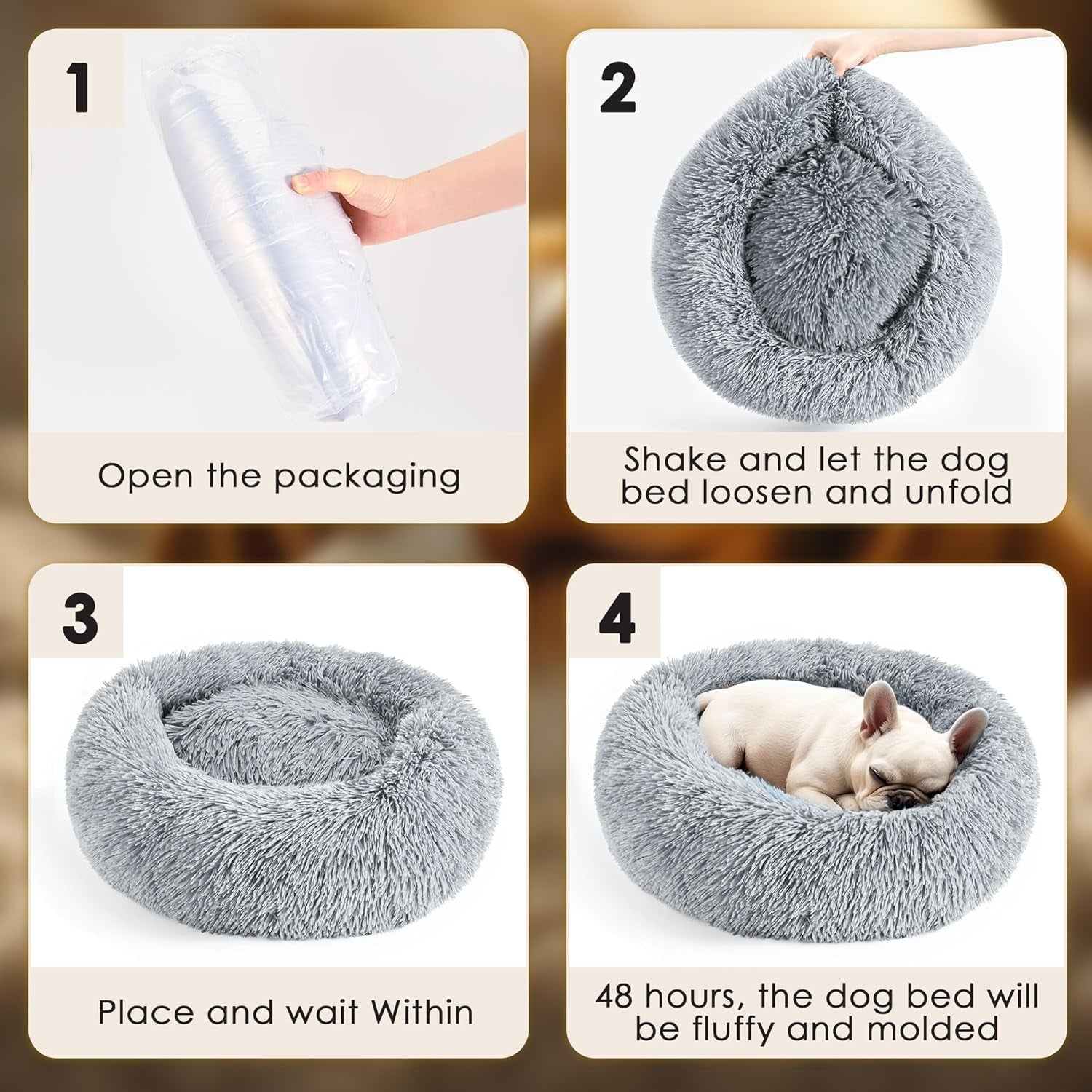 Dog & Cat Bed for Indoor Pets, Washable round Fluffy Pet Bed for Small Medium Dogs