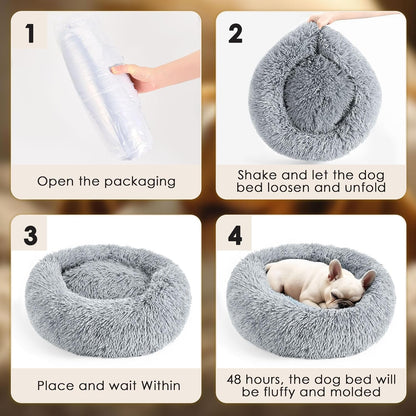 Dog & Cat Bed for Indoor Pets, Washable round Fluffy Pet Bed for Small Medium Dogs